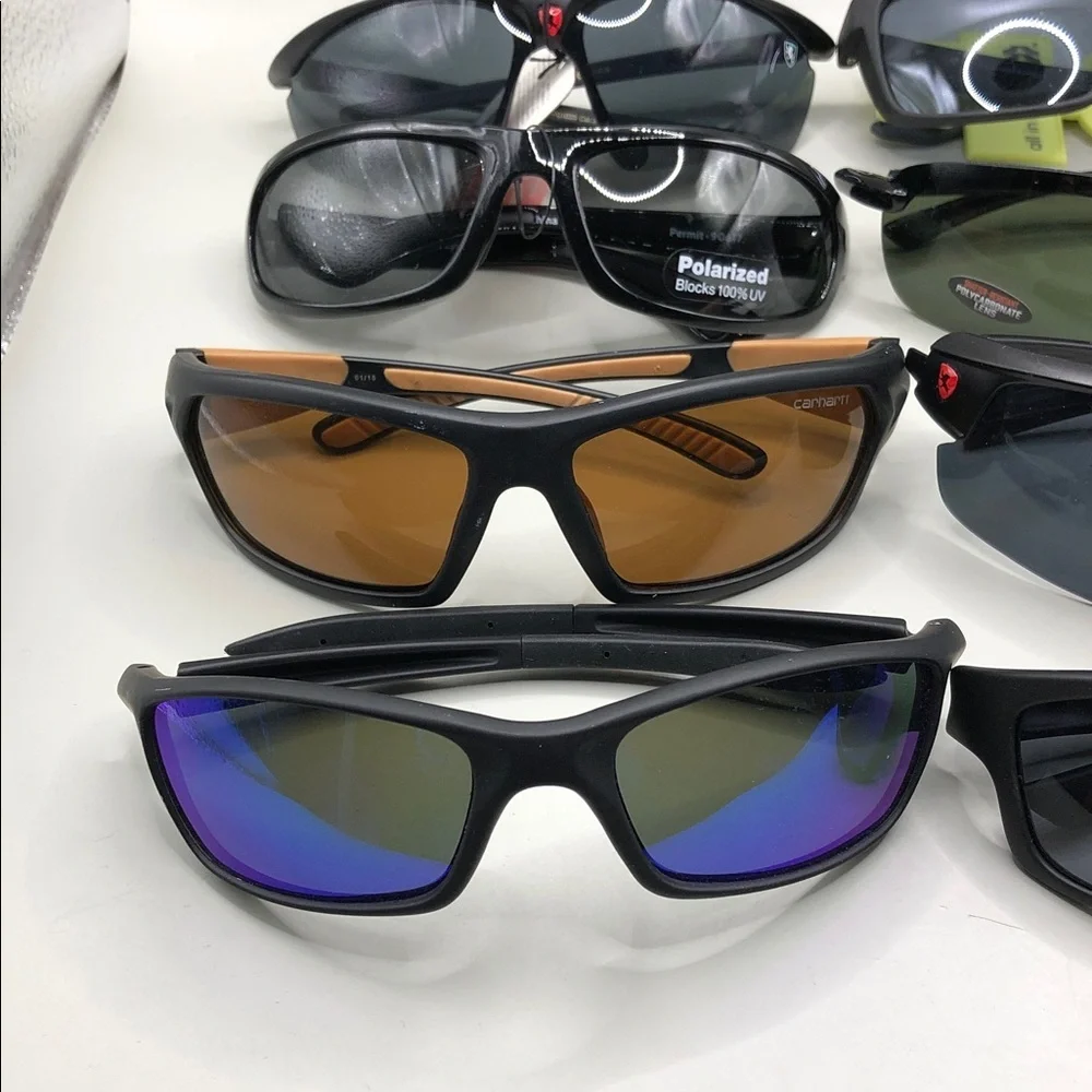 Huge lot 8 sporty outdoors + safety men's sunglasses variety of brands bundle.